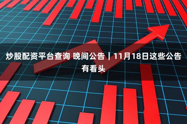炒股配资平台查询 晚间公告｜11月18日这些公告有看头